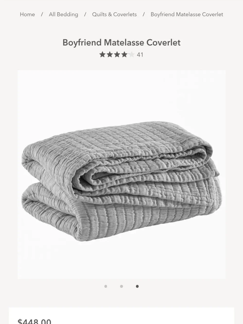 Annie Selke Boyfriend Matelasse Coverlet Gray Full/Queen New